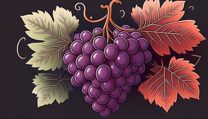 Obraz premium bunch of red grapes with leaves keywords grapes red bunch fr