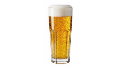 Glass of beer with foam on transparent background isolated