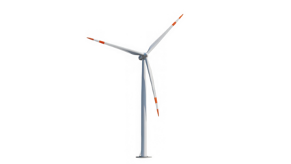 Modern wind turbine on transparent background isolated