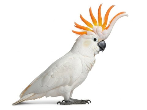 Beautiful white cockatoo with vibrant orange crest