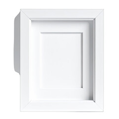 A minimalist, bright white shadow box picture frame presented against a stark black background.