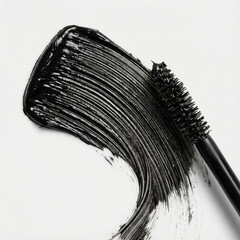black paint, brush strokes watercolor, acryl, gouache, make up swatch, cosmetics textures, mascara, eyebrow mascara