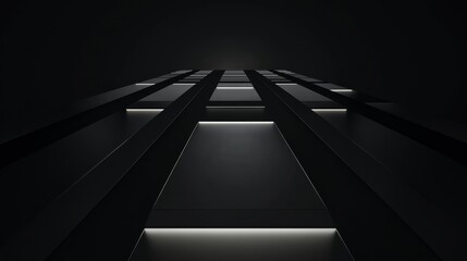 Obraz premium Pathway of glowing rectangles leads into a dark space with a clean perspective reflecting a corporate onboarding journey