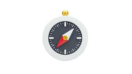 3D Compass Pointing Direction on White Background