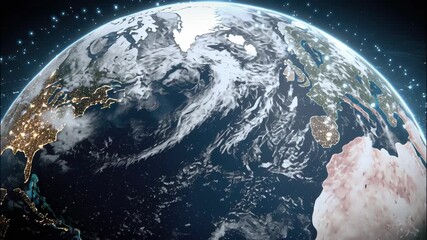 Global network connecting earth, illustrating worldwide data exchange and communication modern technology video 4k - Powered by Adobe