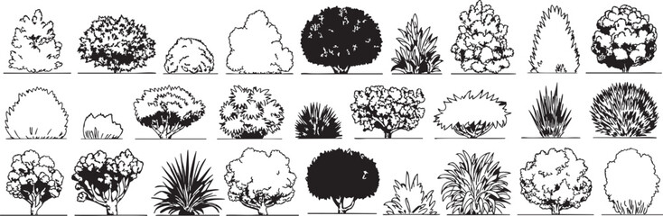 collection of various trees and bushes in different styles and shapes © MR JOKER