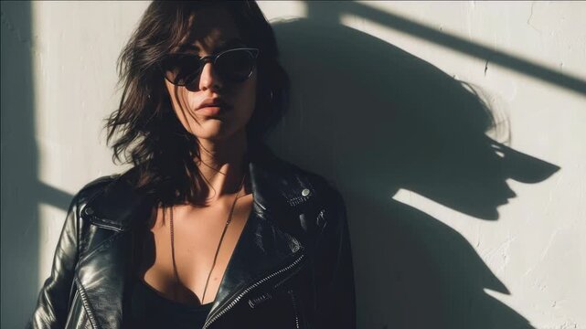 Stunning young woman with sunglasses exuding confidence and style