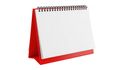Red Desk Calendar with Blank Pages isolated on transparent background white pages