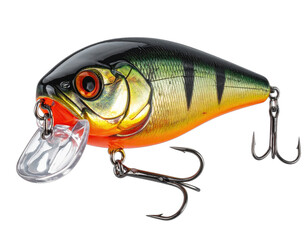 A lifelike artificial lure designed to mimic fish, featuring detailed paint, and hooks
