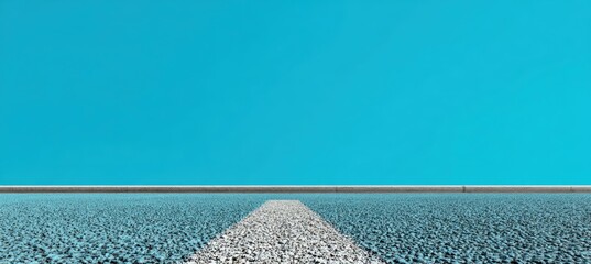 Minimalist Highway Lane on Bright Cyan Background for Stock Content