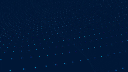 Abstract vector background with a dynamic wave. Streams of bright dots form smooth waves against a dark background. The radiating light creates a sense of depth and elegance. Futuristic 3D dot wave.