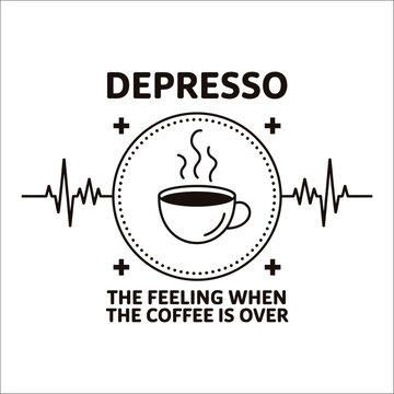 Depresso Coffee Cup With Heartbeat And Text Keywords: coffee, cup, hot, steam, drink, beverage