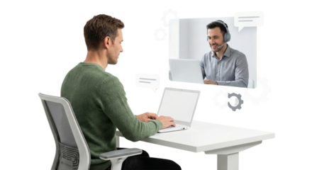 Online Virtual Customer Support Interaction Between Male Customer and Customer Service