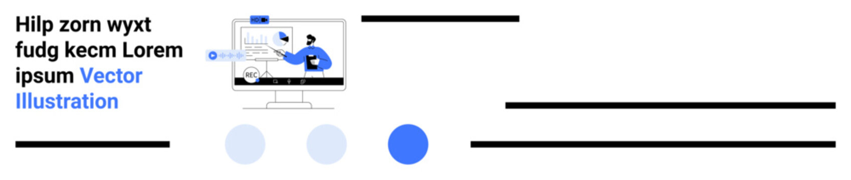 Man points to graph on monitor in clean workspace. Ideal for teamwork, presentations, remote work, virtual collaboration, software demo, education, simple landing page