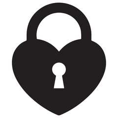 Heart Padlock Silhouette Icon