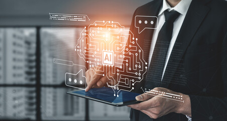AI brain circuit symbolizing machine learning, automation, data processing, and advanced analytics driving modern business innovation Parse