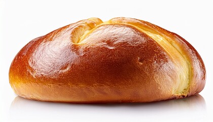 Plain Brioche Bun Isolated On White Background