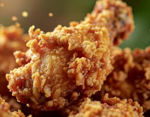 menu food photography, fried chicken, close up macro, crispy texture, clean background, professional lighting
