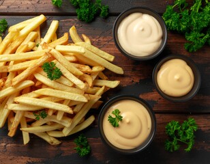  french fries with sauce,
