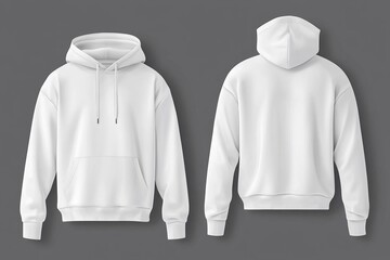 White male sweatshirt set with mockup showing front and back views on isolated background ready for design use or branding