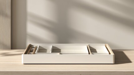 Minimalist wooden desk organizer in natural light for efficient home office organization