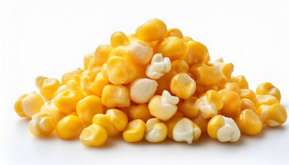 Puffed Corn Kernels Popcorn Isoated On White Background