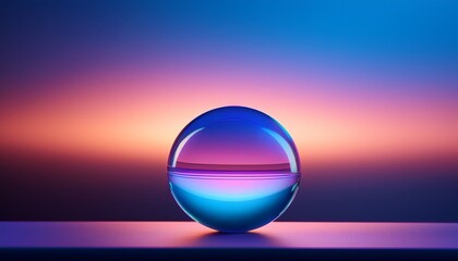 A Luminous Glass Sphere Rests Upon A Soft Gradient Backdrop