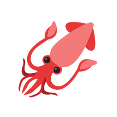 squid octopus marine life animal seafood sea ocean red tentacles emoji symbol sign icon vector illustration isolated flat