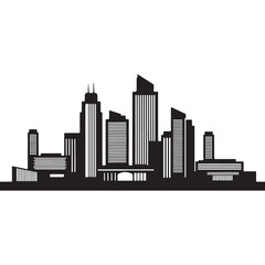 Naklejka premium Urban city skyline silhouette with fireworks celebration