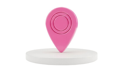 Pink map pointer isolated PNG on transparent background, location pin icon for navigation and travel apps