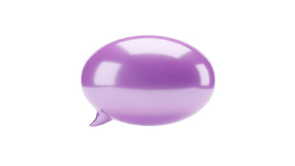 Glossy purple speech bubble PNG isolated on transparent background, 3D rendering message balloon for social media and communication