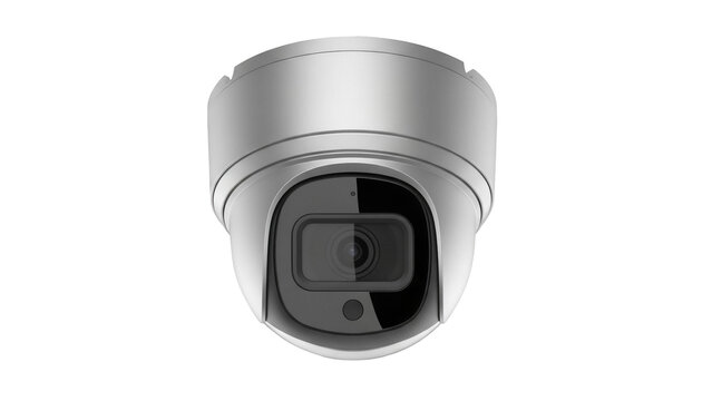 Dome security camera PNG isolated on transparent background, surveillance system for home safety and crime prevention