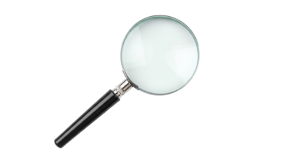 Magnifying glass PNG isolated on transparent background, search tool for investigation and exploration, close-up view