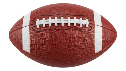 American football isolated PNG, brown leather ball with white stripes and laces for sports equipment and game day themes © Jn
