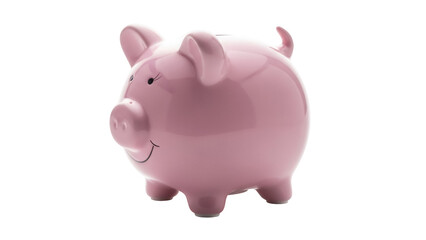 Pink piggy bank isolated PNG, savings and investment concept for financial planning and money management, on transparent background