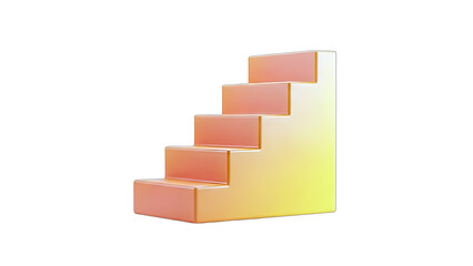 3D Modern stairs with smooth, glossy gradient material on transparent background