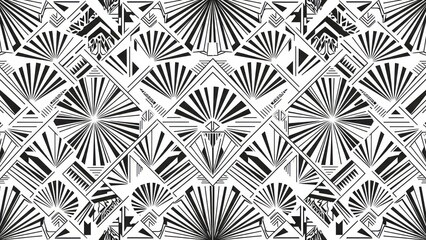 Geometric black and white art deco pattern design for backgrounds and textiles