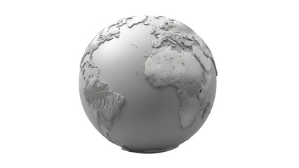 Monochrome globe PNG isolated on transparent background, world map with continents and oceans for geography and education projects © Jn