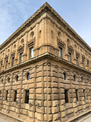 Obraz premium Palace of Charles V in Granada. Detailed view with visible textures and natural lighting