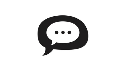 Speech bubble icon in simple minimalist design with black color on white background for social media