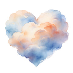 Watercolor Heart-Shaped Cloud in Soft Pastel Sky
