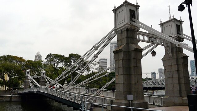 View of the Cavenagh Bridge, Singapore
