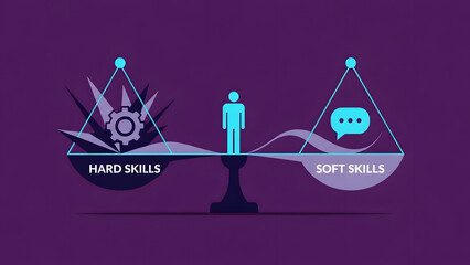 Balance concept of professional development and skills
