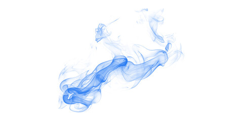 Abstract blue smoke trails ethereal flowing vapor mystic energy on black background Modern art design element spiritual