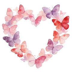 Watercolor Butterflies Forming a Heart Shape Illustration