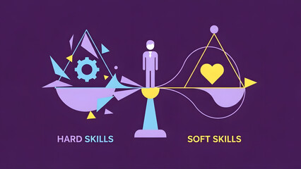 Balance concept of professional development and skills