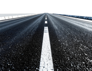 A long, straight asphalt road with a white center line, receding toward the horizon