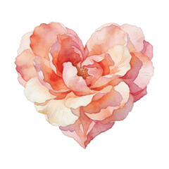 Watercolor Heart-Shaped Flower Blooming Illustration