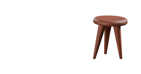 Wooden stool chair in brown texture isolated on transparent background