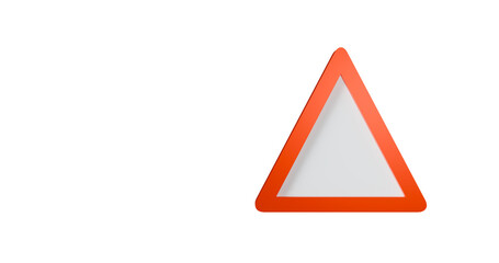 Warning stop or hazard triangle sign in a transparent background